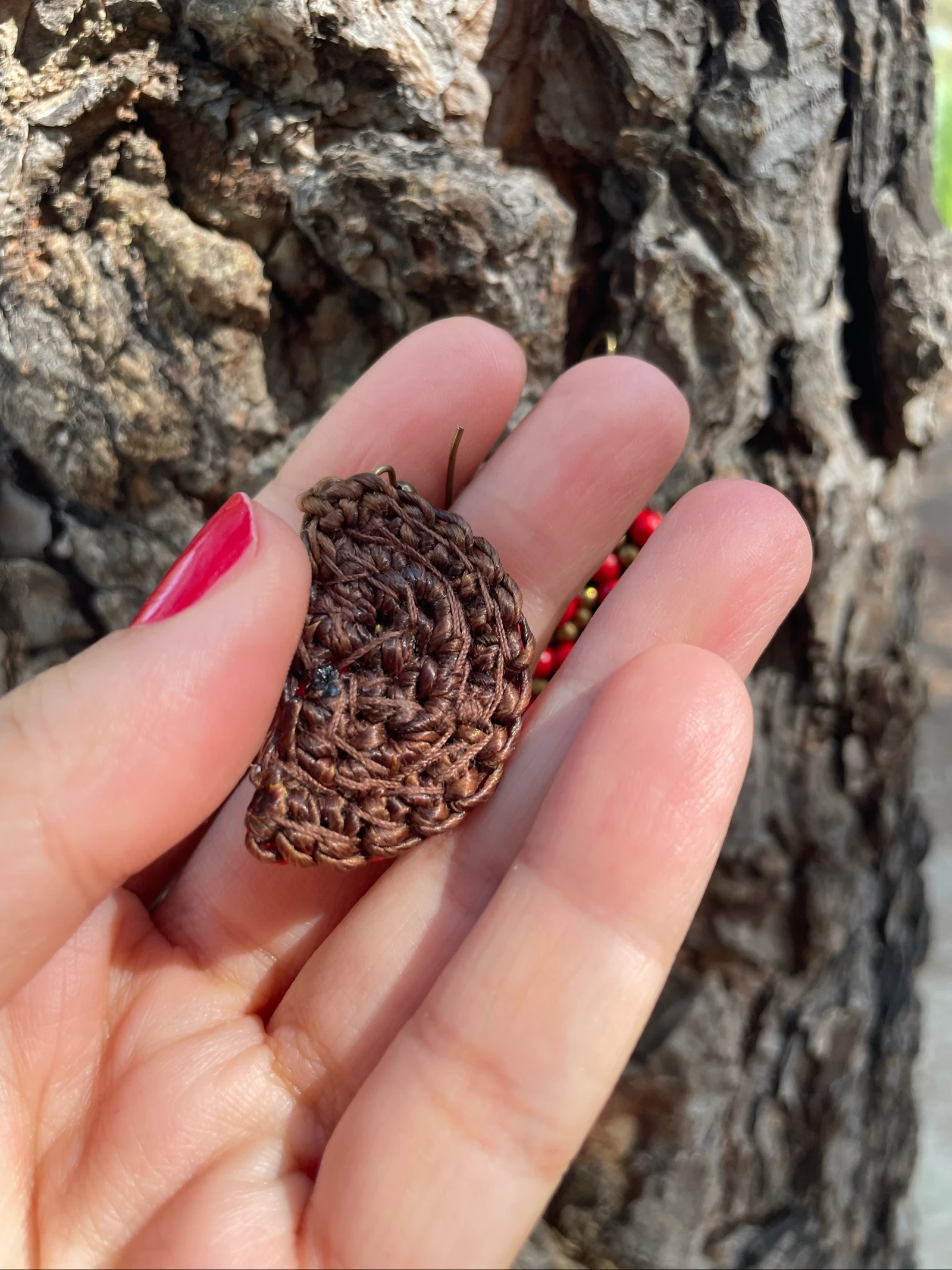 Handcrafted red boho earrings – photo 3